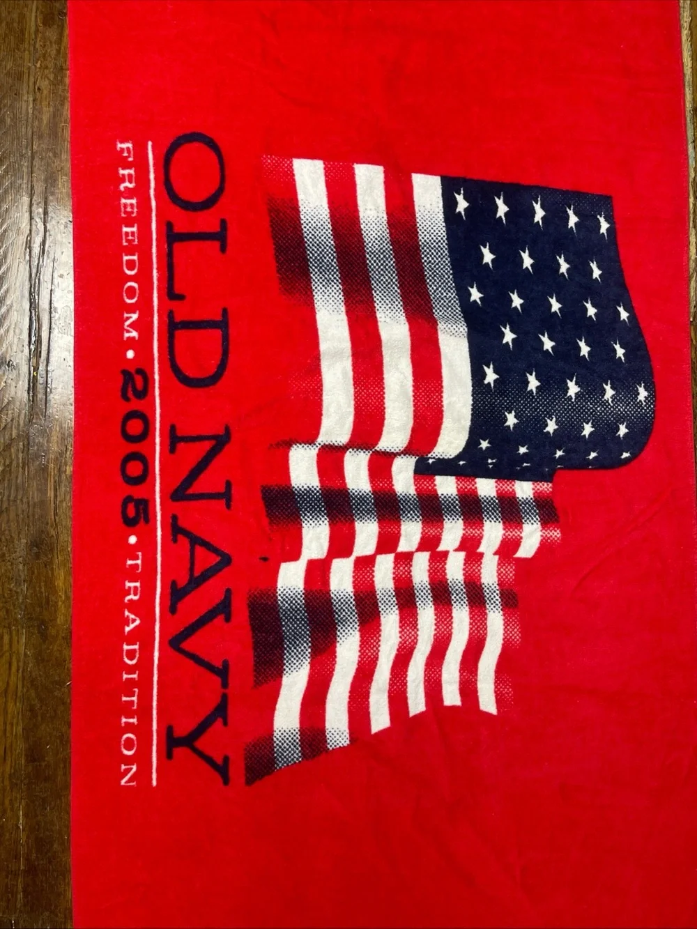 Vintage Old Navy Red Flag Beach Towel Cotton 27”x56”